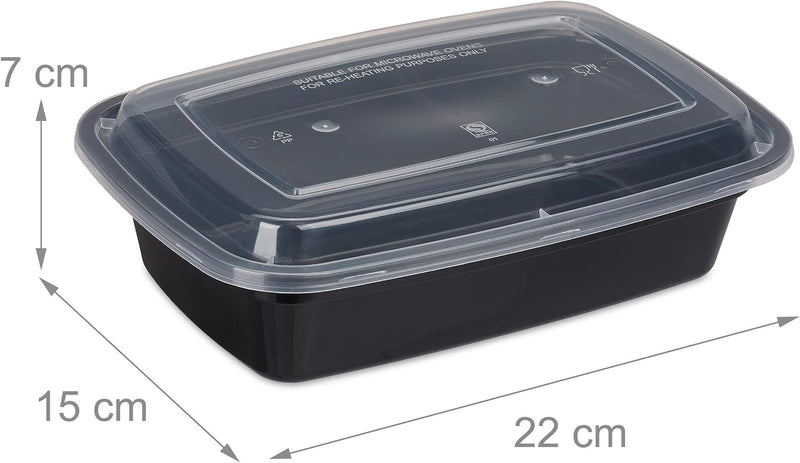 Chargez l'image dans la visionneuse de la galerie, Meal prep bakjes set van 10 stuks 1 liter zwart
