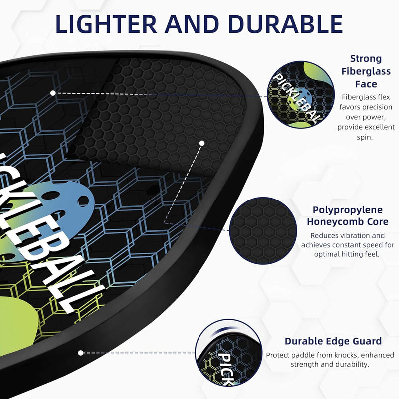 Laad afbeelding in Galerijviewer, Pickleball set met 4 rackets en 4 ballen
