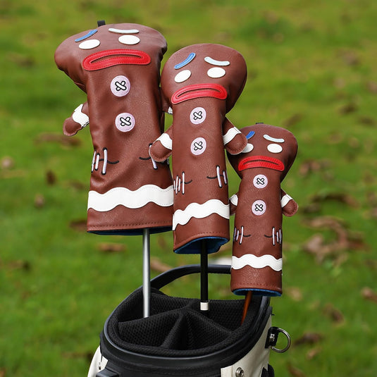 Golfclub beschermhoes met grappig koekjesmonster ontwerp van kunstleer – driver headcover – golfdecoratie