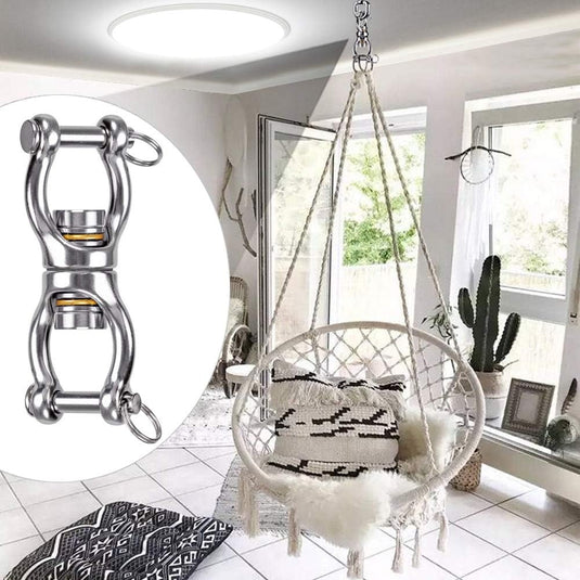 Schommelwartel 360° draaibaar – rvs ophangbeugel met lager voor hangstoel, yogaschommel, klimtouw en hangmat
