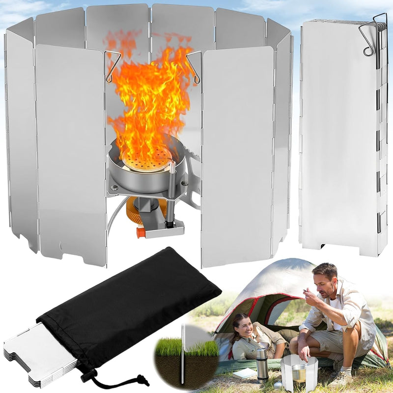 Load image into Gallery viewer, 10 Stuks Aluminium Camping Fornuis Windscherm, Camping Kachel Voorrui, Draagbare Camping Kachel Voorruit, voor Kamperen Buitenkachel, Picknick, Kamperen
