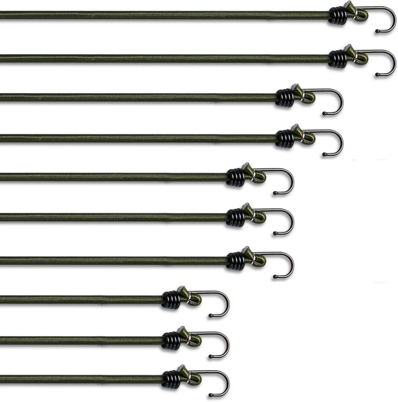 Laad afbeelding in Galerijviewer, Pluvios Robuuste snelbinders met haken, 10 stuks, maat naar keuze, elastische multifunctionele rubberen spanbanden voor bagage, dakdragers, camping, weerbestendig, UV-bestendige snelbinder, 30 cm
