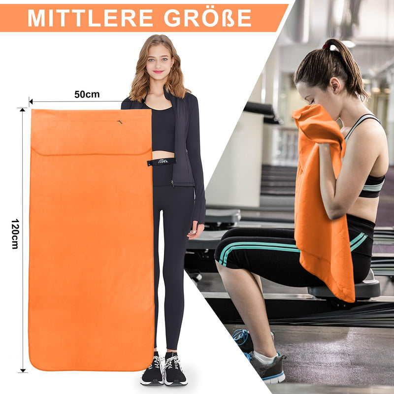 Load image into Gallery viewer, Fitnesshanddoek Microvezel 120x50 cm Sneldrogend met Ritsvak – Sporthanddoek – Reishanddoek

