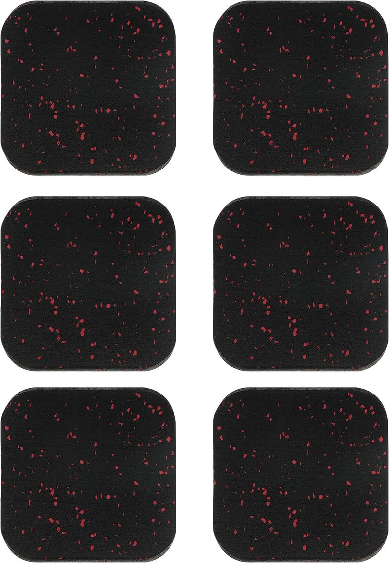 Load image into Gallery viewer, Antivibratie matten 6 stuks 10 x 10 x 1 cm zwart-rood – vloerbeschermers – fitnessapparatuur accessoires

