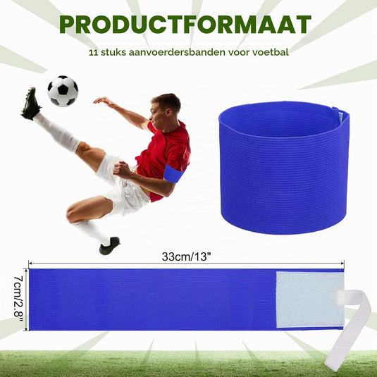 Aanvoerdersbanden 11 stuks verstelbaar 33 x 7 cm – captain armbanden – voetbal accessoires