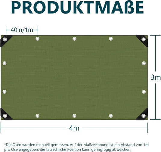 Waterdicht afdekzeil 2 x 5 meter 180 g/m² met versterkte randen – dekzeil – beschermzeil