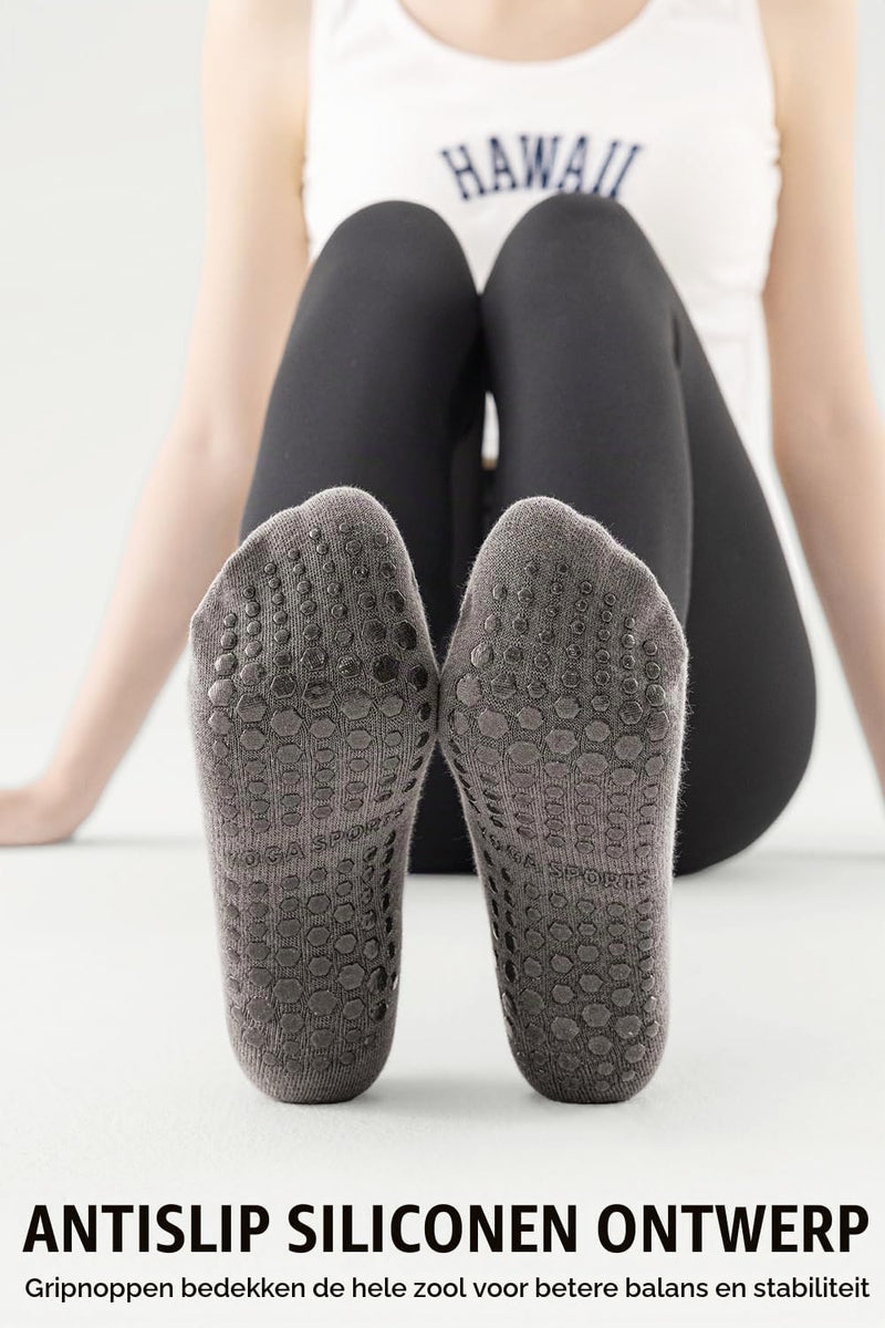 Laad afbeelding in Galerijviewer, Pilates antislip sokken 3 paar met siliconen grip – yoga sokken – fitness sokken
