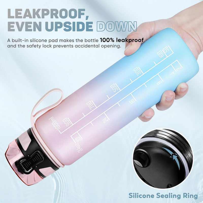Chargez l'image dans la visionneuse de la galerie, Drinkfles 1 liter BPA-vrij met antislip grip en lekvrije sluiting – waterfles – sportfles
