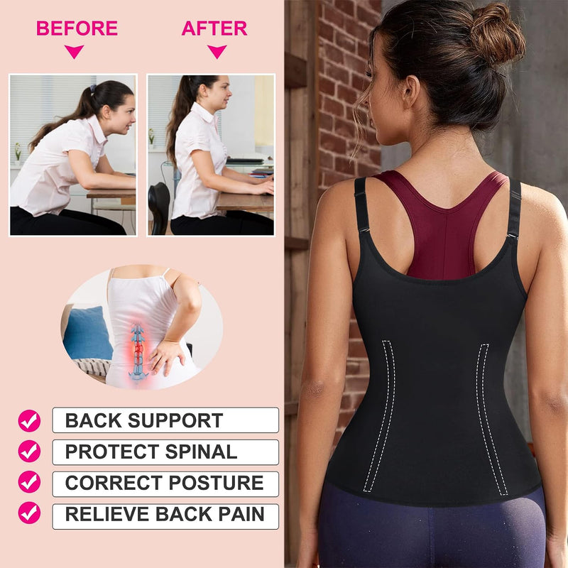 Load image into Gallery viewer, Sauna vest dames sauna shirt neopreen buikweggordel korset dames buikweg onderborst taillevormer shapewear fitness thermo hot body shaper sauna-vest zweten tank top
