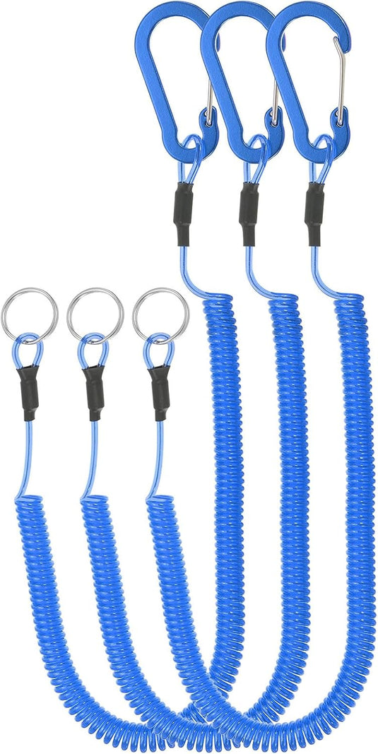 Spiraalkoorden 3 stuks uitschuifbaar tot 150 cm met clip groen – veiligheidslijnen – outdoor accessoires