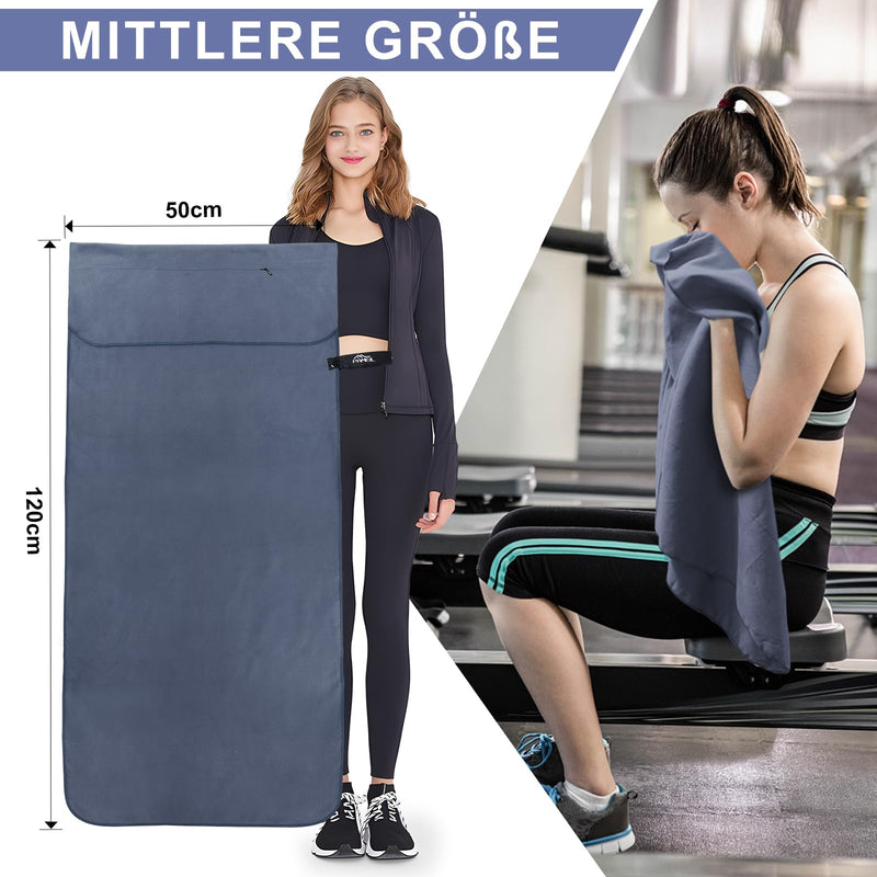 Load image into Gallery viewer, Fitnesshanddoek Microvezel 120x50 cm Sneldrogend met Ritsvak – Sporthanddoek – Reishanddoek
