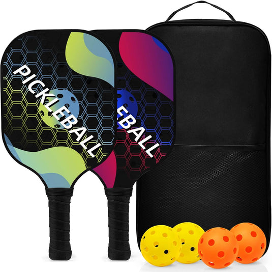 Pickleball set met 4 rackets en 4 ballen