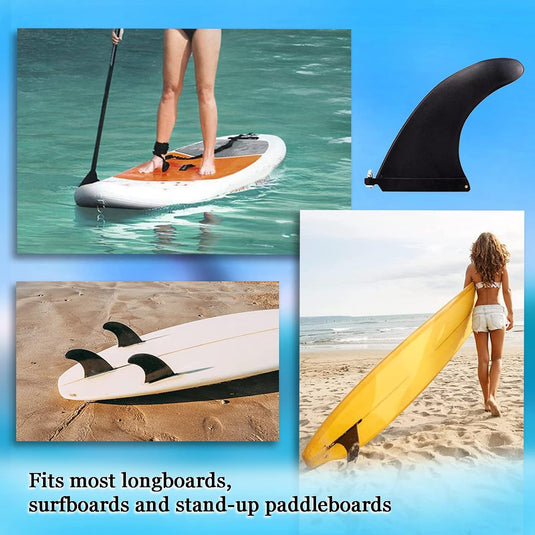 Afneembare SUP middenvin 21,5 x 16,5 cm met schroef zwart – surfboard vin – paddleboard accessoires