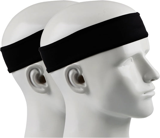 ipow 2 stuks sporthoofdband, zweetband, antislip, uniseks, ideaal voor tennis, hardlopen, crossfit, fitness voor dames en heren, zwart