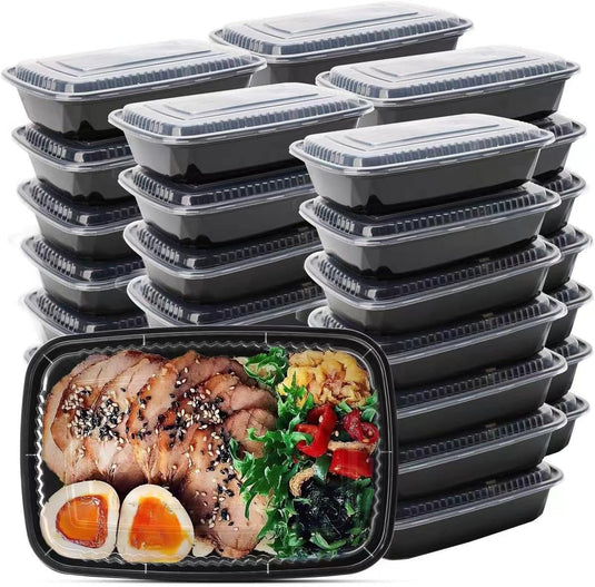 Meal prep bakjes set van 50 stuks 946 ml zwart