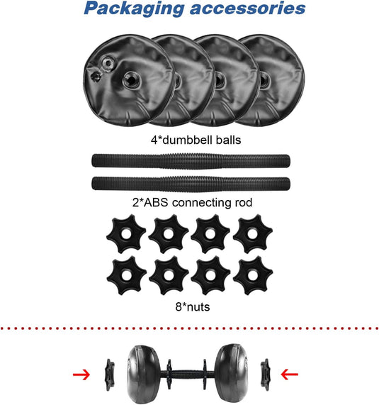 Verstelbare water dumbbells set 2-in-1 zwart