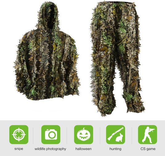Zicac 3D camouflage kostuum Ghillie jungle ghillie camouflage kostuum Woodland jachtkleding party verduistering