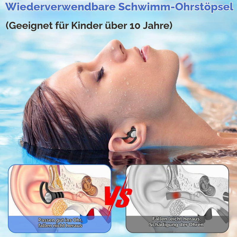 Load image into Gallery viewer, Zwem oordopjes voor volwassenen en kinderen vanaf 10 jaar – waterdichte oordopjes – zwemoordoppen
