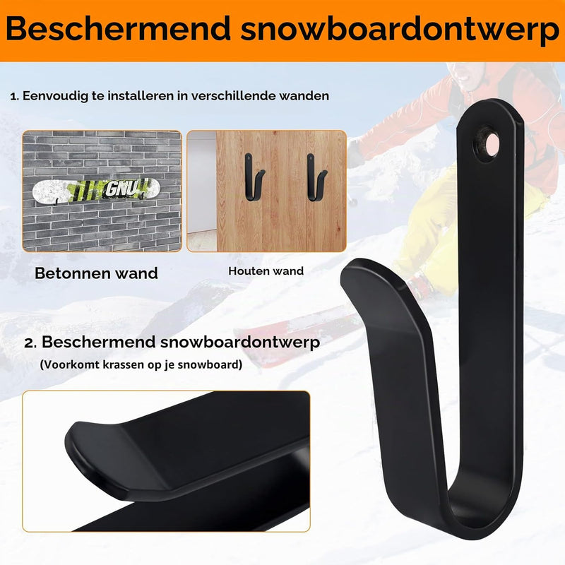 Chargez l'image dans la visionneuse de la galerie, Board wandhouders 4 stuks van metaal zwart – horizontale skateboard snowboard longboard houders
