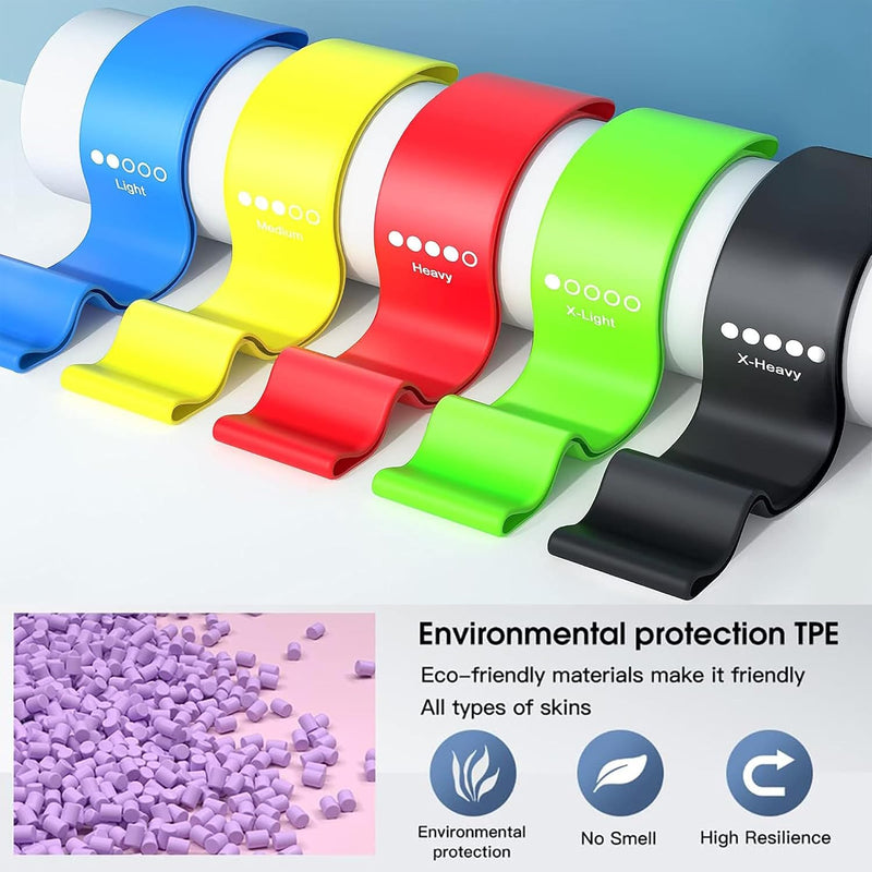 Load image into Gallery viewer, Resistance Band, Weerstandsbanden Set Van 5, Resistance Band Set Met Oefeninstructies En Draagtas, Gymnastiekband Voor Yoga, Krachttraining, Pilates, Fitness, thuis trainen, stretchen
