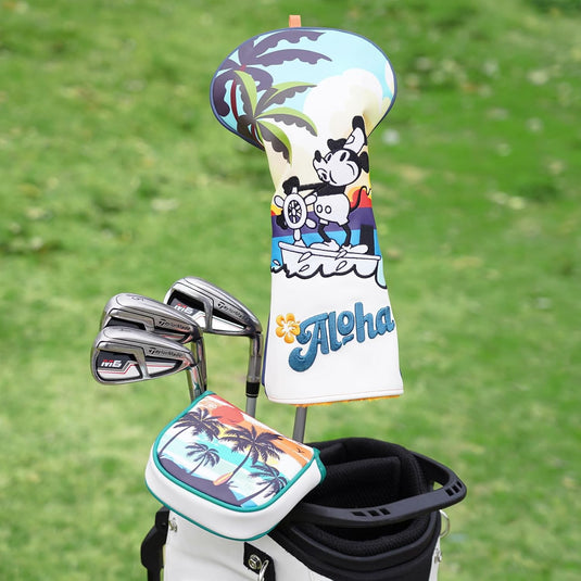 Golf putter beschermhoes van kunstleer met magnetische sluiting voor half mallet putters – puttercover – golfclubhoes