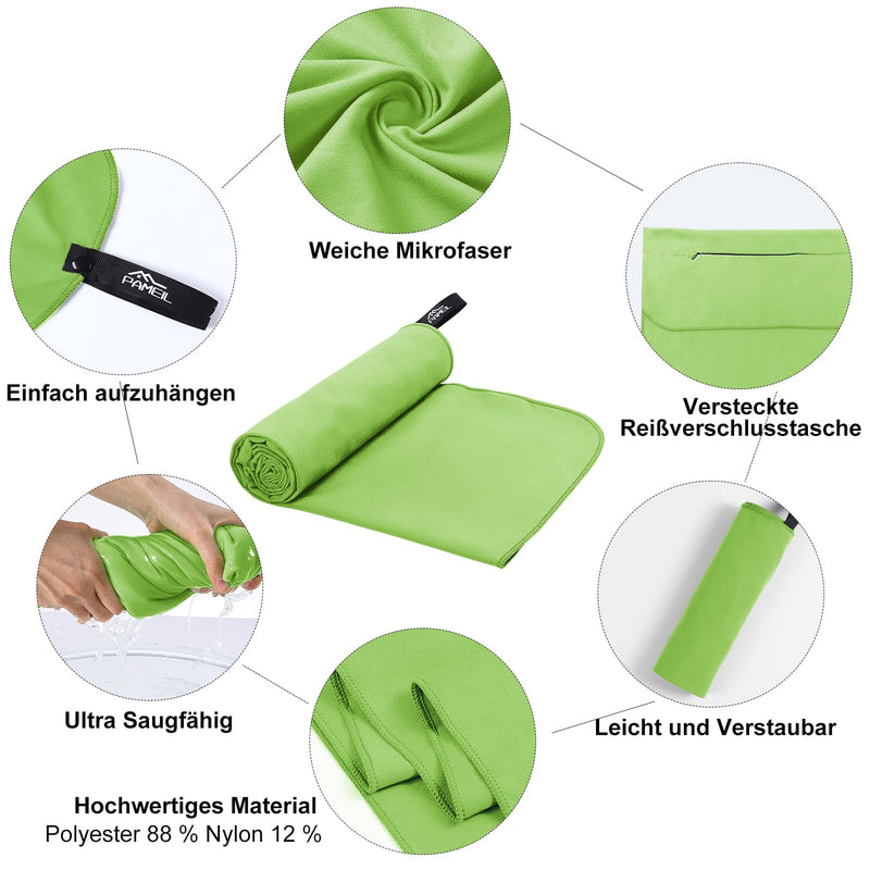 Load image into Gallery viewer, Fitnesshanddoek Microvezel 120x50 cm Sneldrogend met Ritsvak – Sporthanddoek – Reishanddoek
