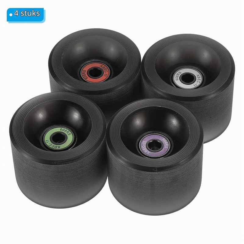 Carica immagine in Galleria Viewer, Longboard wielen 65 x 51 mm 78A met ABEC-11 lagers 4 stuks zwart – cruiser skateboard wielen
