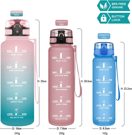 Grsta 1 Litre BPA Free Tritan Water Bottle - Flip Top, Lanyard Strap - School, Gym, Yoga, Travel, Outdoor