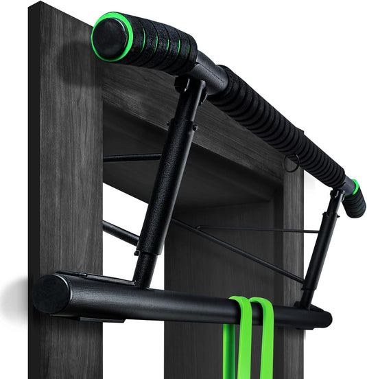 Veluris Optrekstang voor deurkozijnen - Zware optrekstang [tot 200 kg] - Deurstang zonder montage - 20 cm hoger in het kozijn - Ook voor dips en push-ups (rond)