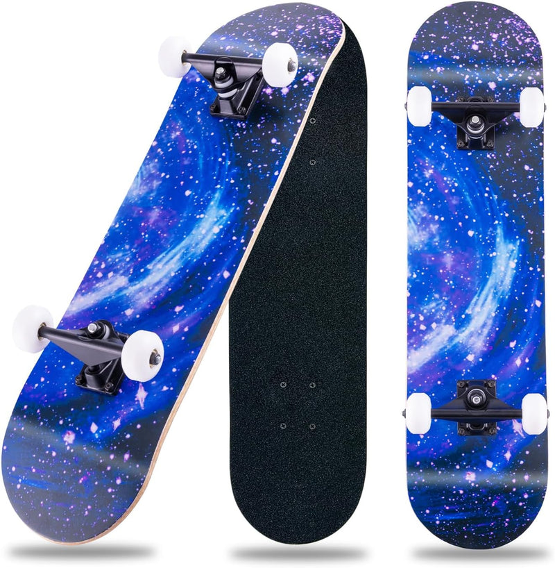 Laden Sie das Bild in Galerie -Viewer, Compleet skateboard 70 x 20 cm met 8-laags esdoorn deck en ABEC-11 lagers – double kick skateboard
