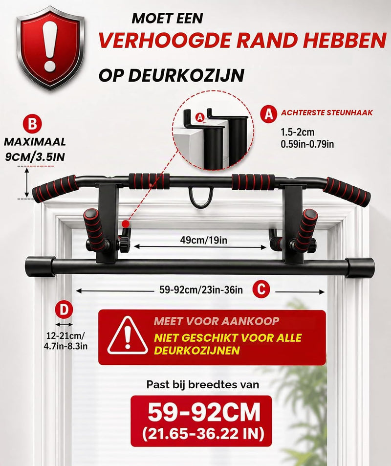 Laad afbeelding in Galerijviewer, Opvouwbare optrekstang voor deurkozijn zonder boren tot 200 kg – pull-up bar – calisthenics
