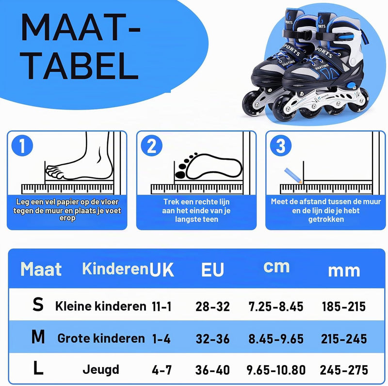 Carica immagine in Galleria Viewer, Verstelbare inline skates voor kinderen maat 32-36 met lichtgevende wielen – beginners rolschaatsen blauw
