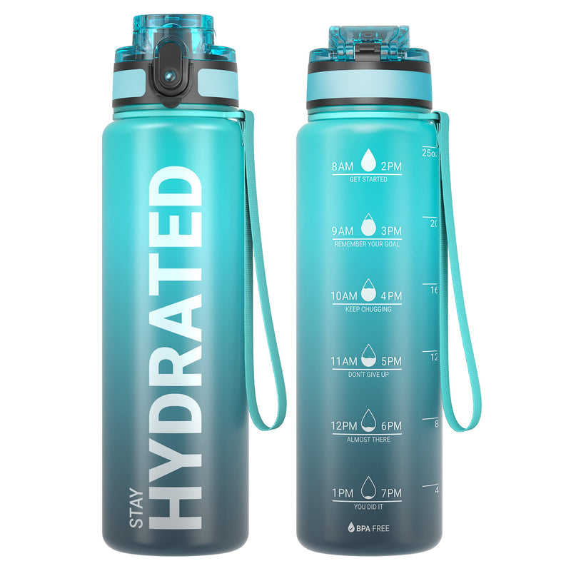 Load image into Gallery viewer, Drinkfles 750 ml BPA-vrij met tijdmarkeringen en lekvrije dop – waterfles – sportfles
