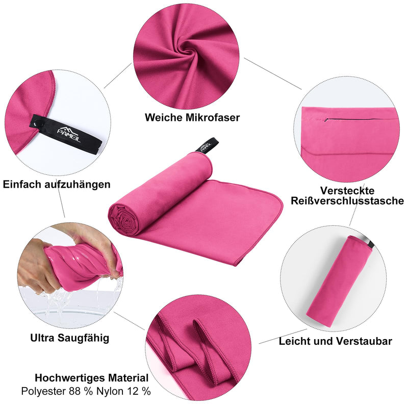 Load image into Gallery viewer, Fitnesshanddoek Microvezel 120x50 cm Sneldrogend met Ritsvak – Sporthanddoek – Reishanddoek

