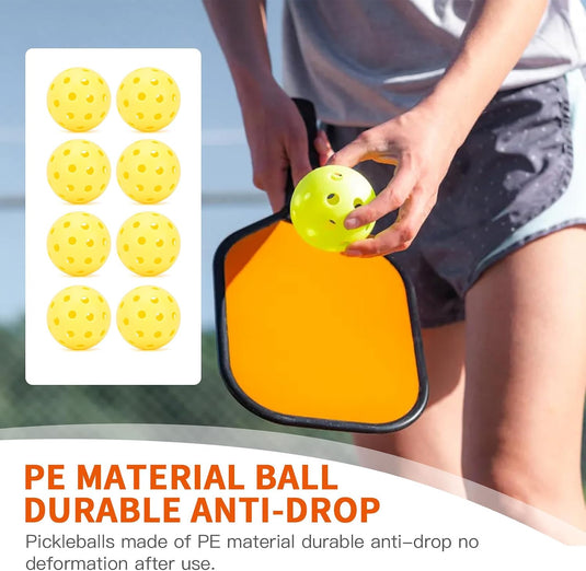 Pickleball ballen 8 stuks met 40 gaten en draagtas – pickleballs – trainingsballen