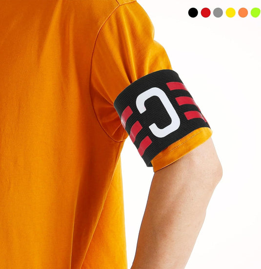 Aanvoerdersband verstelbaar zwart-rozerood – elastische captain armband – voetbal accessoires