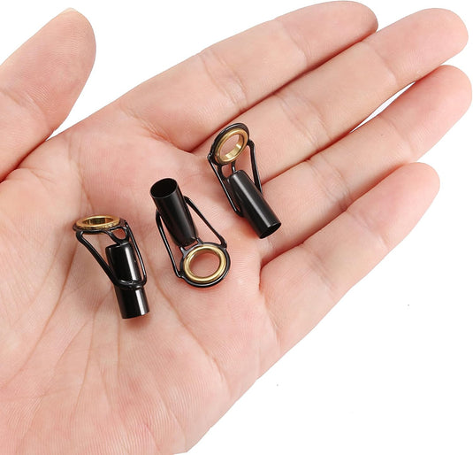 Hengel topogen 3 stuks 1 mm van roestvrij staal zwart-goud – hengeltop reparatieset – visaccessoires
