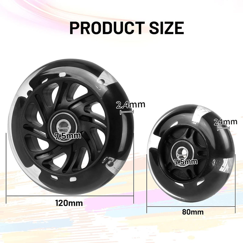 Load image into Gallery viewer, DBREAKS Lichtgevende stuntstep, wielen met ledverlichting, 100 mm, ABEC, 9 kogellagers, hardheid 88A, geschikt voor alle scooters (zwart)
