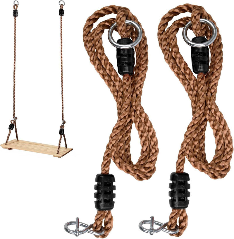 Laden Sie das Bild in Galerie -Viewer, Schommeltouwen 2 stuks – verstelbaar 180 cm – voor boomschommel, hangmat en hangstoel – tot 200 kg – bruin
