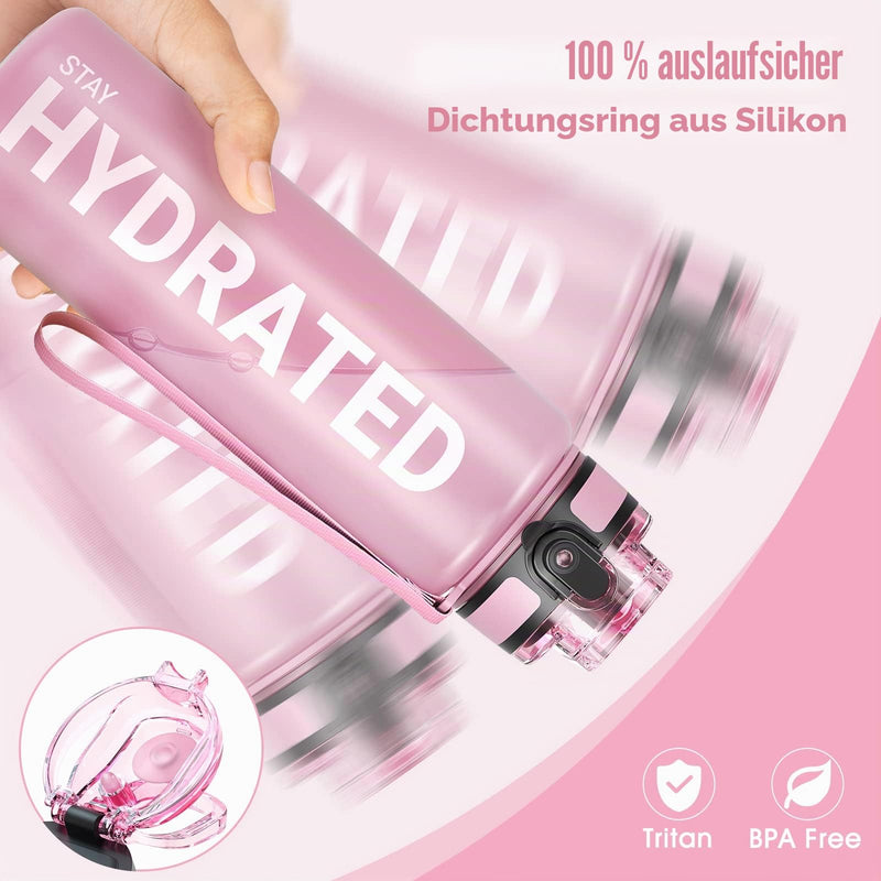 Load image into Gallery viewer, Drinkfles 750 ml BPA-vrij met tijdmarkeringen en lekvrije dop – waterfles – sportfles
