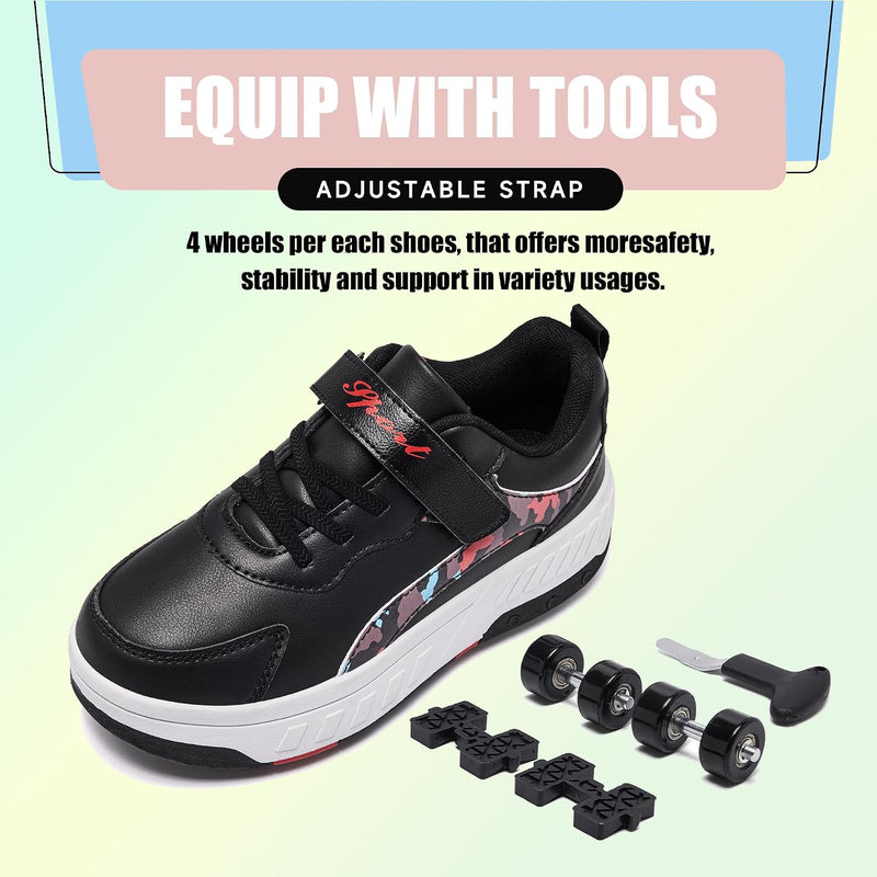 Load image into Gallery viewer, Schoenen met wieltjes, voor jongens en meisjes, kinderrolschaatsen, 2-in-1 rolschaatsen, gymschoenen, skateboardschoenen

