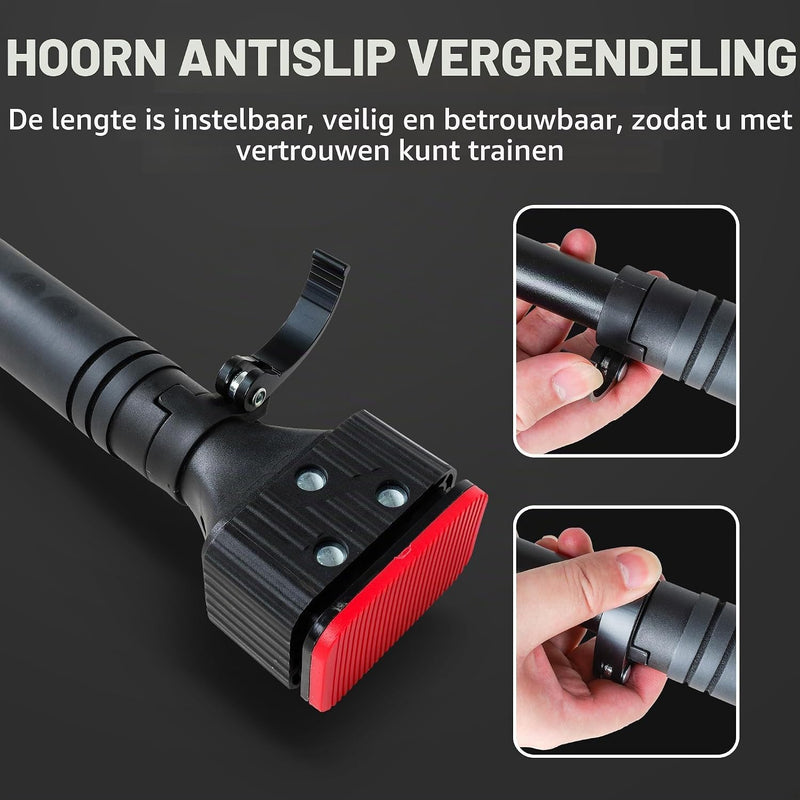 Laad afbeelding in Galerijviewer, Verstelbare optrekstang voor deurkozijn 70-99 cm tot 150 kg rood – pull-up bar – krachttraining
