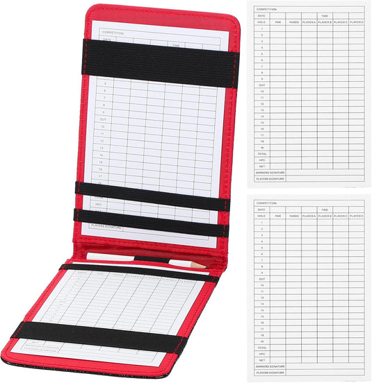 Golf-Scorekartenhalter 18 x 11 cm aus schwarzem PU-Leder – Scorekartenhalter – Golfzubehör