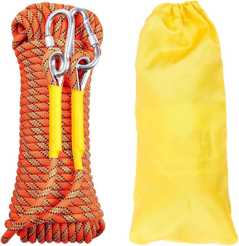 Laden Sie das Bild in Galerie -Viewer, Statisch outdoor touw 10 m x 10 mm – met 2 karabijnhaken voor camping, vissen en survival
