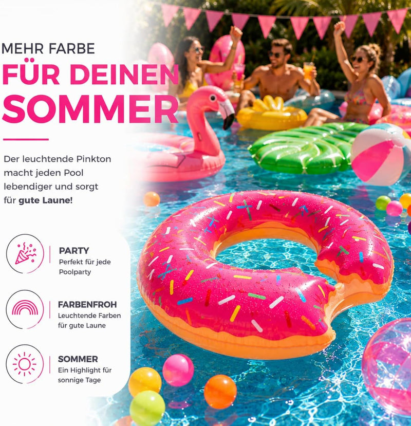 Load image into Gallery viewer, Opblaasbare gebeten donut roze Ø 120 cm zwemring zwemring - zwembad &amp; water met bekerhouder voor kinderen &amp; volwassenen (roze donut)
