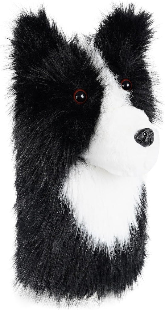 Pluche golfclubhoes met border collie hondenontwerp voor drivers tot 460cc – hondenheadcover – golfcadeau