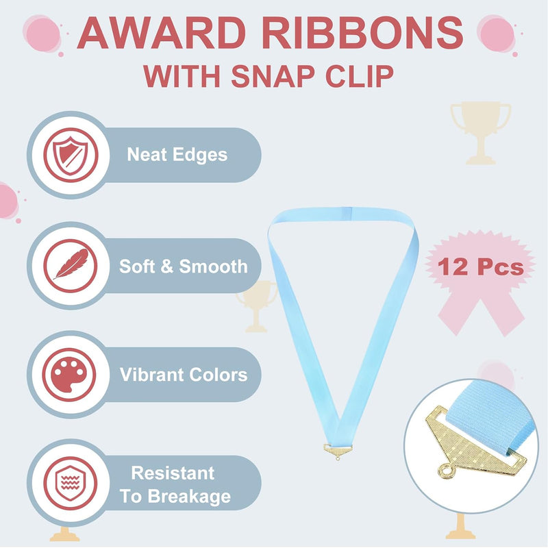 Laad afbeelding in Galerijviewer, Medaille neklinten 12 stuks 45 x 2,5 cm hemelsblauw met klikclip – award linten – sport accessoires
