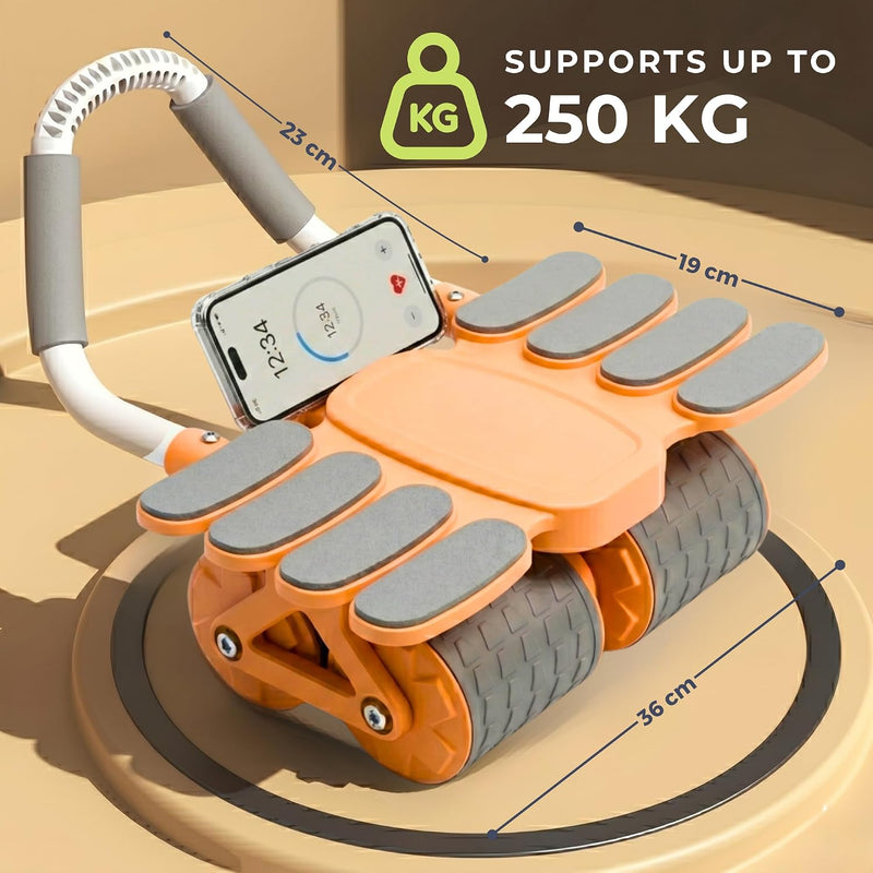 Load image into Gallery viewer, Ab roller met automatische rebound elleboogsteun en telefoonhouder – buikspiertrainer – ab wheel
