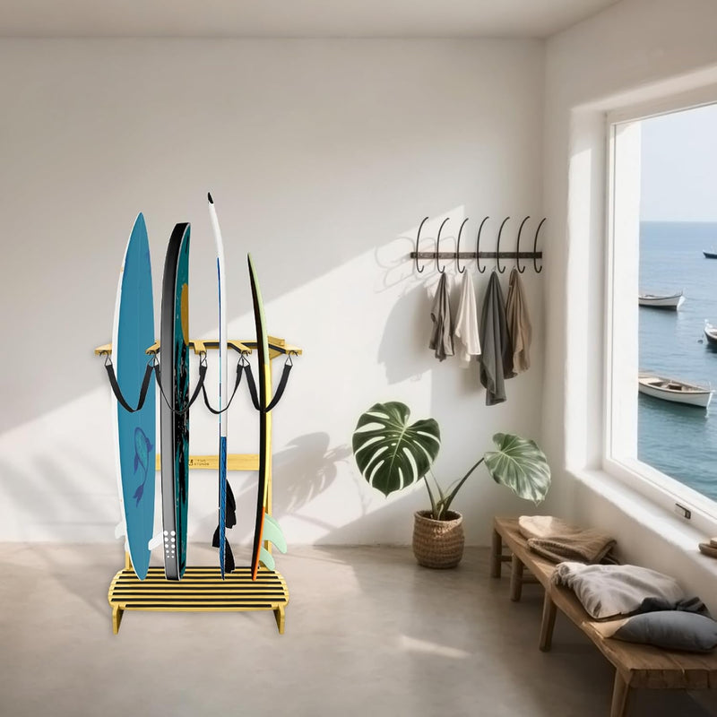 Carica immagine in Galleria Viewer, Surfboard wandrek voor 3 boards van staal met schuimbescherming – SUP longboard surfplank houder
