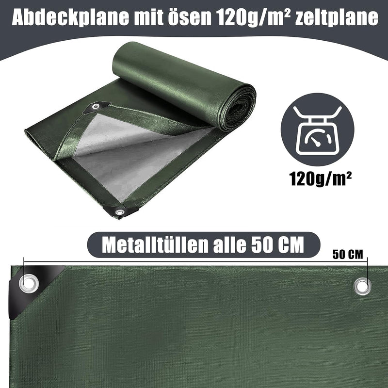 Load image into Gallery viewer, Waterdicht afdekzeil 2 x 6 meter 120 g/m² met ogen – PE dekzeil – beschermzeil
